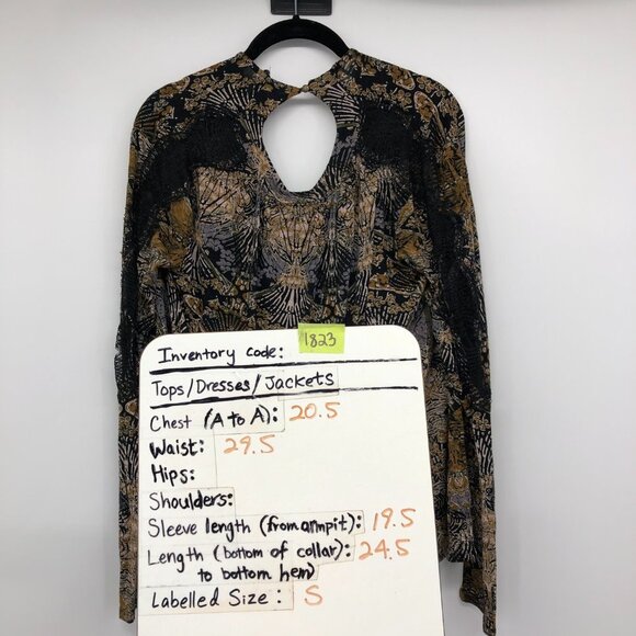 Free People Sepia Toned New World Jersey Nouveau flowy cross front Top size S - Picture 14 of 16